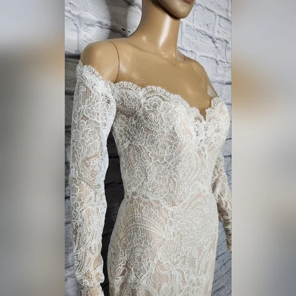 NWT Anthropologie BHLDN Watters Ula Blush lace sheet back wedding gown Sz 2 - Picture 6 of 16